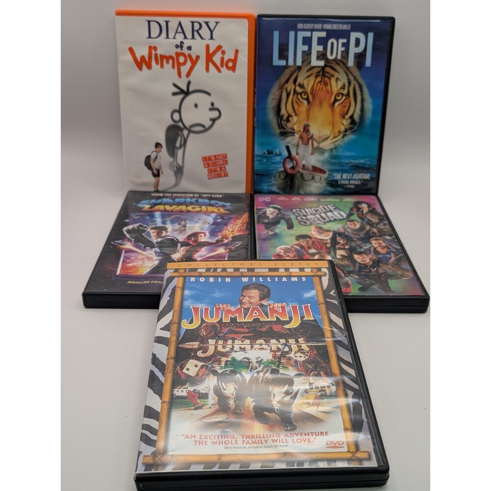 Kids Tween Family DVD Lot (5) Jumanji Diary Of A Wimpy Kid Life Of Pi Suicide